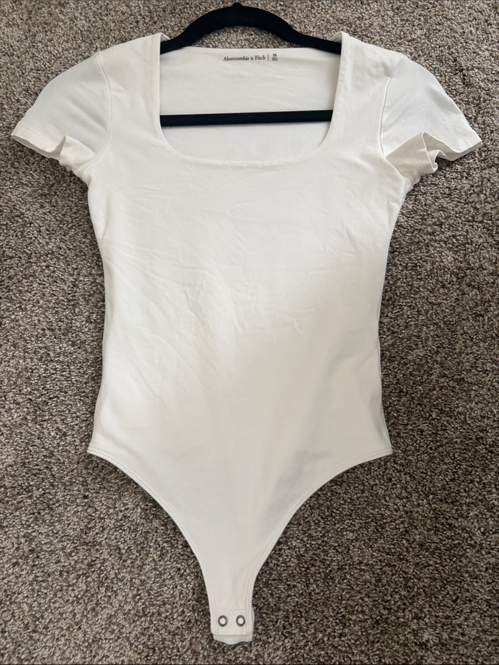 Abercrombie & Fitch White Short Sleeve Square Neck Bodysuit